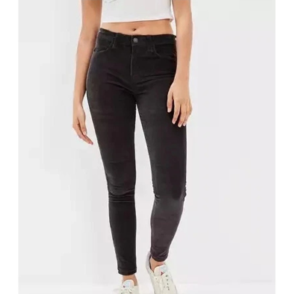 American Eagle High-Rise Jegging 2 Short Black Cotton Corduroy Skinny Stretch